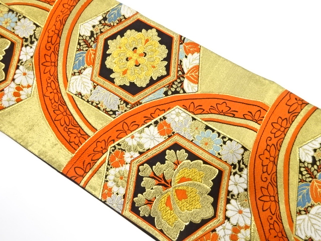 アンティーク　亀甲に桐・華紋織り出し袋帯（着用可）